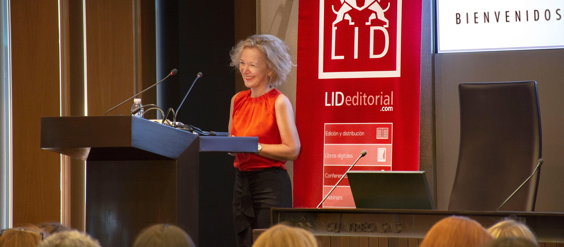 Sally Bibb speaking in Madrid 2018